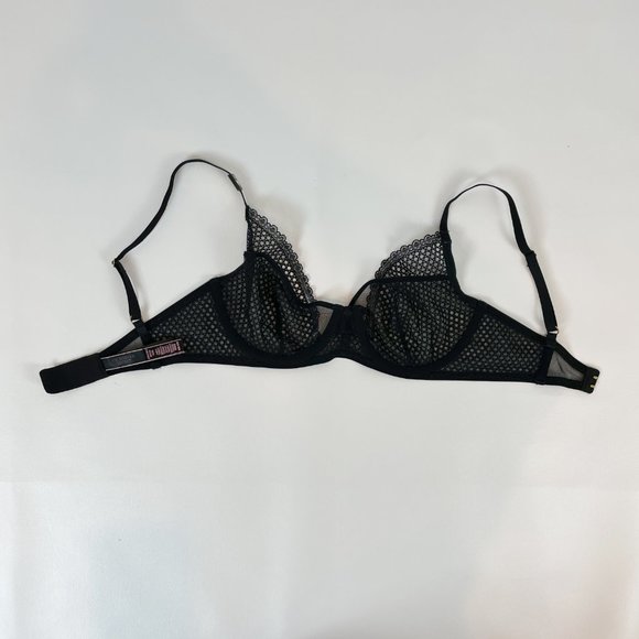 NWOT Victoria's Secret Bra 32D Unlined Demi Black Lace - Picture 6 of 11